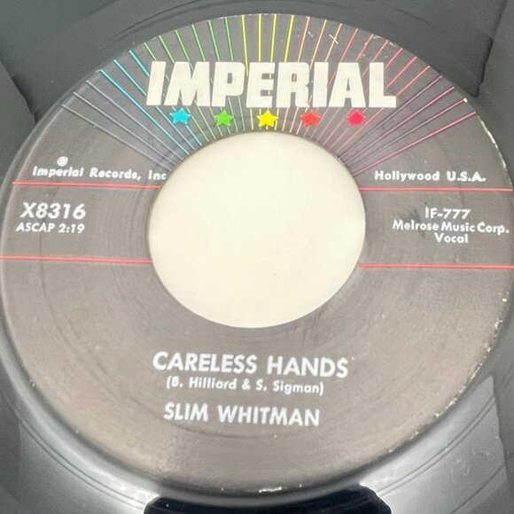 Slim Whitman Careless Hands / A Very Precious Love 45 Country Imperial 8316 - Picture 1 of 6